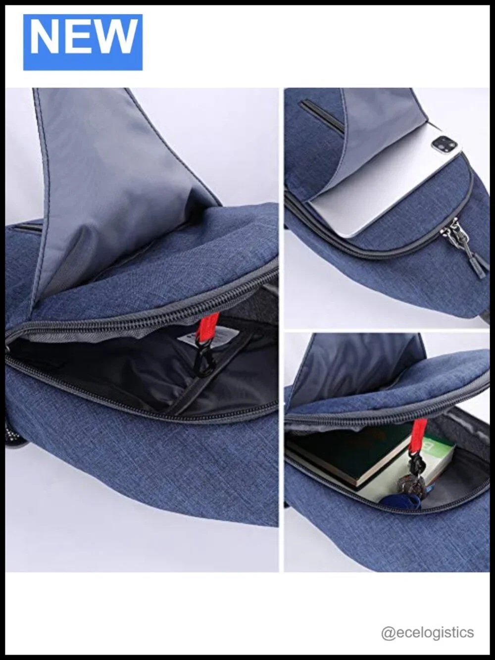 Crossbody Sling Backpack Travel Hiking Chest Daypack with Earphone Hole